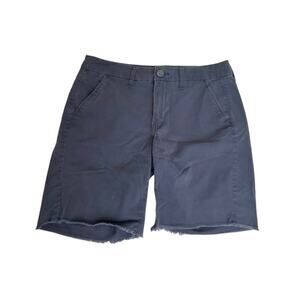 American Eagle Boyfriend Shorts Size 6 Navy Raw Hem Stretch Casual Mid Rise